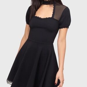 Killstar draculana skater dress lace mesh keyhole neckline goth lolita